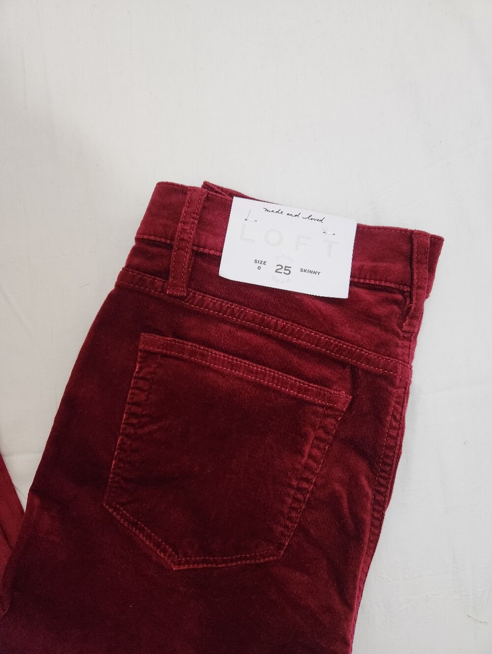 LOFT Burgundy Velvet Skinny Pants - Picture 8 of 8